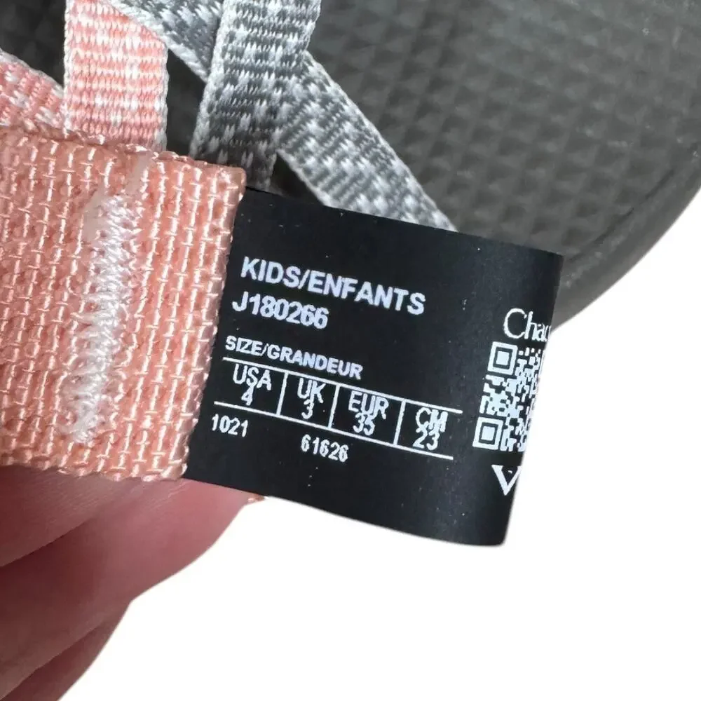 Chaco Kid's ZX1 Ecotread Sandals 4 Burlap Heather J180266 Pink Gray Double Strap